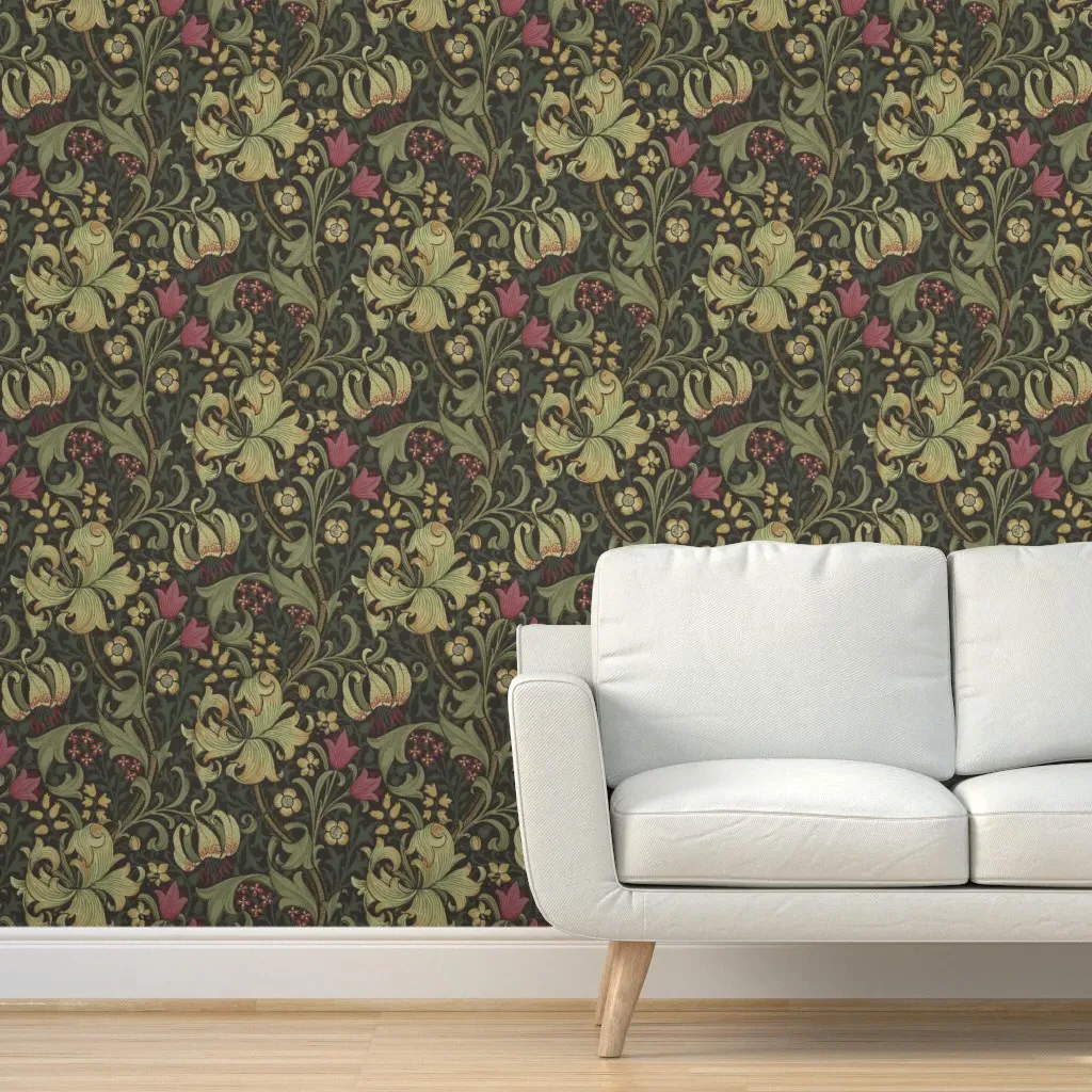Golden Lily Victorian Peel and Stick Wallpaper - Yellow-Green product