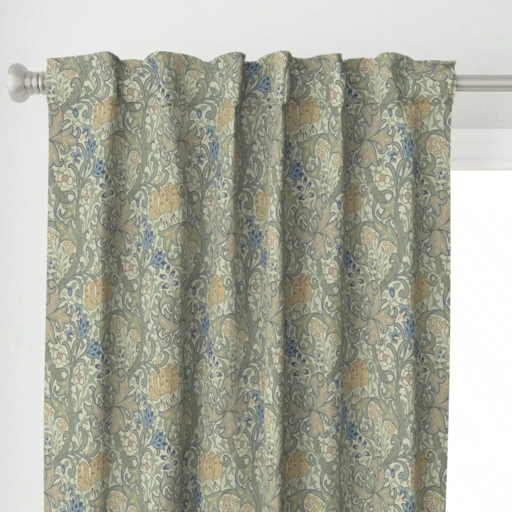 Golden Lily William Curtain Panel - Dusty Blue alternate view