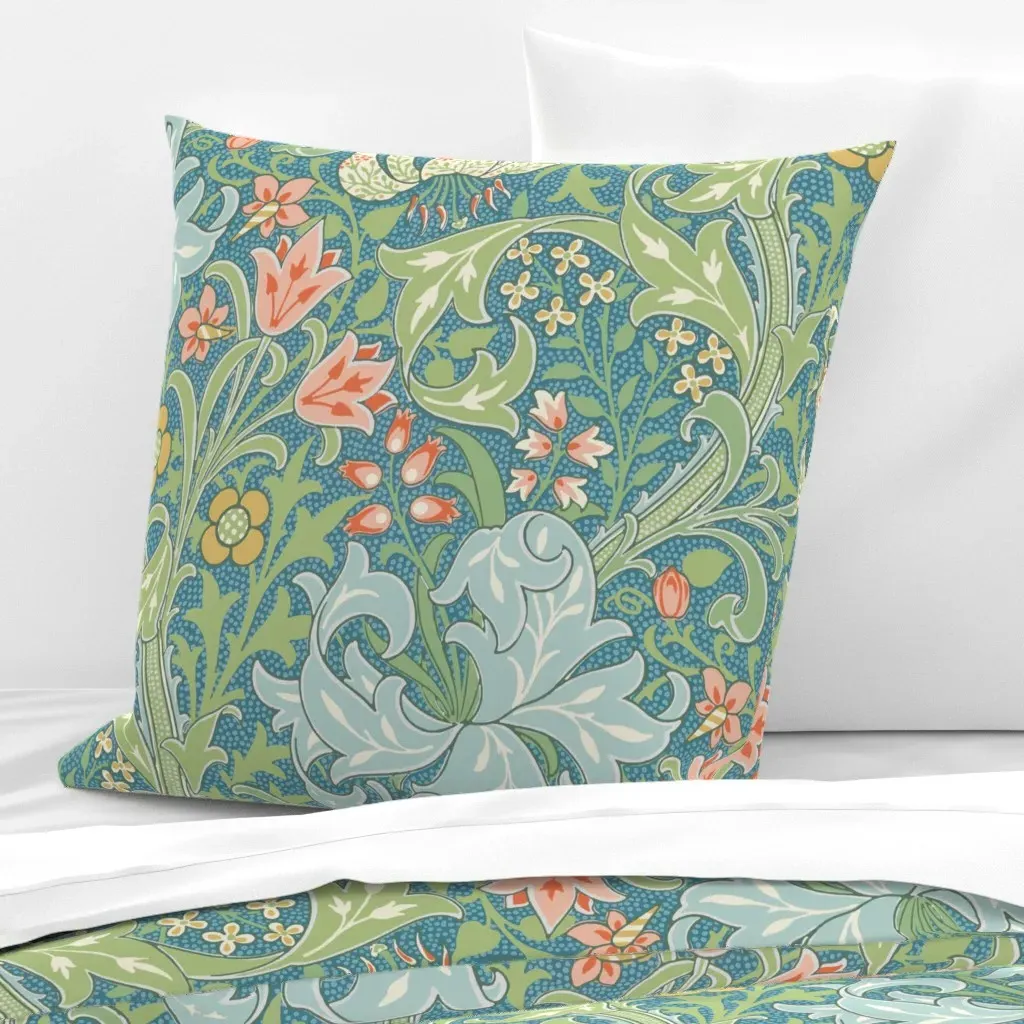 Golden Lily William Morris Collection Euro Pillow Sham - Teal product