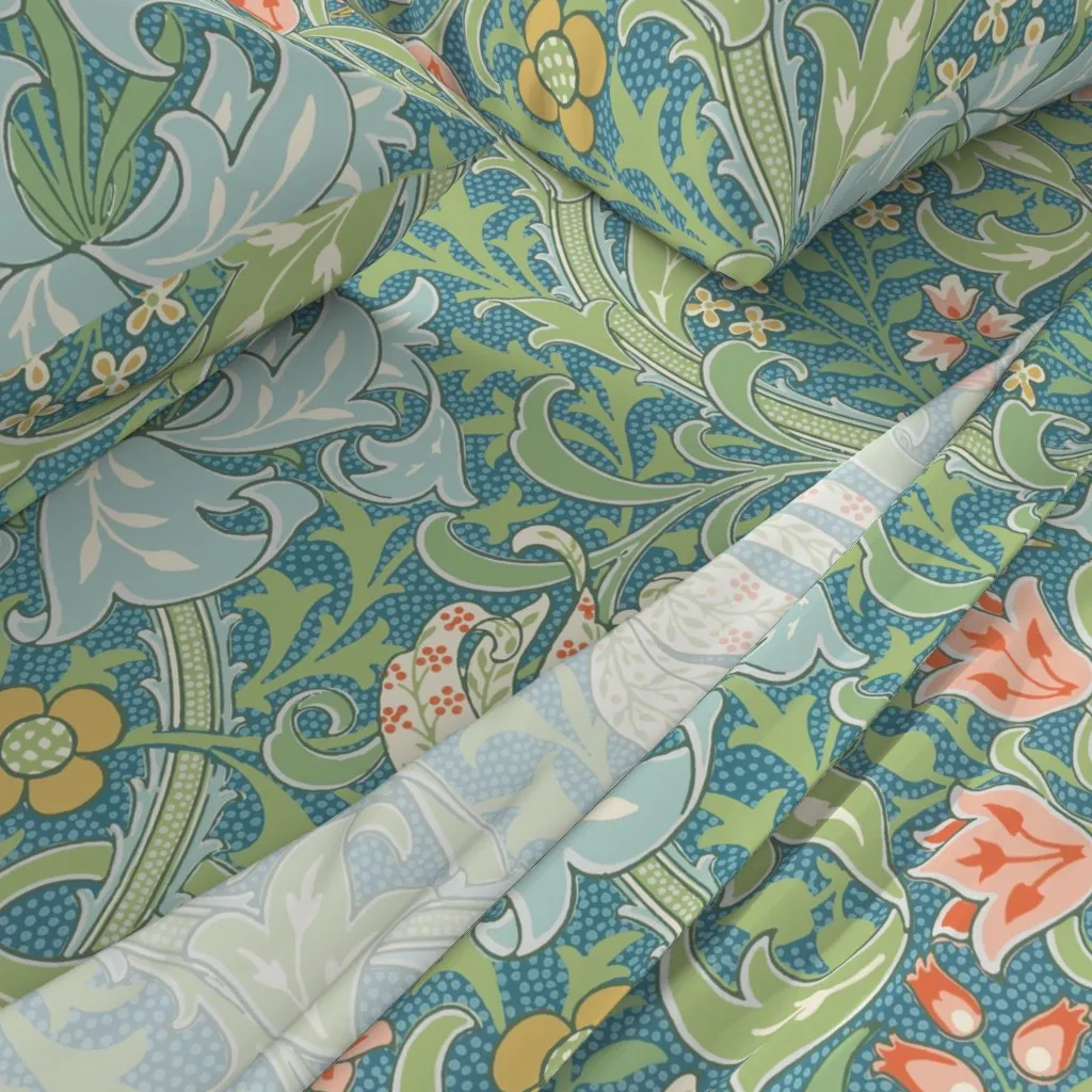 Golden Lily William Morris Collection Queen Sheet Set - Teal alternate view
