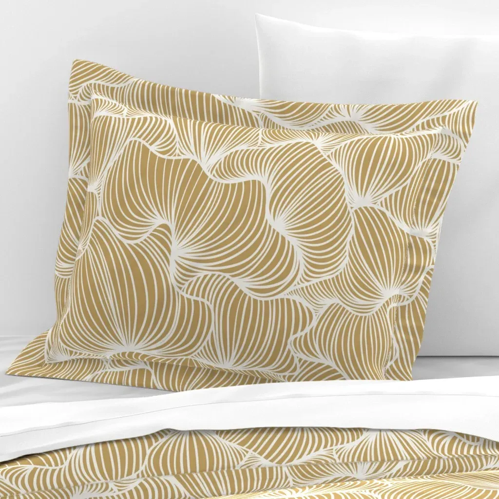 Golden Ochre Abstract Flanged Cushion Cover - Gold, Cotton Sateen product