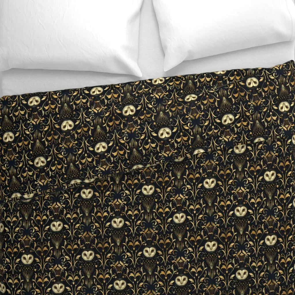 Golden Owl Art Deco Duvet Cover - Gold alternate view