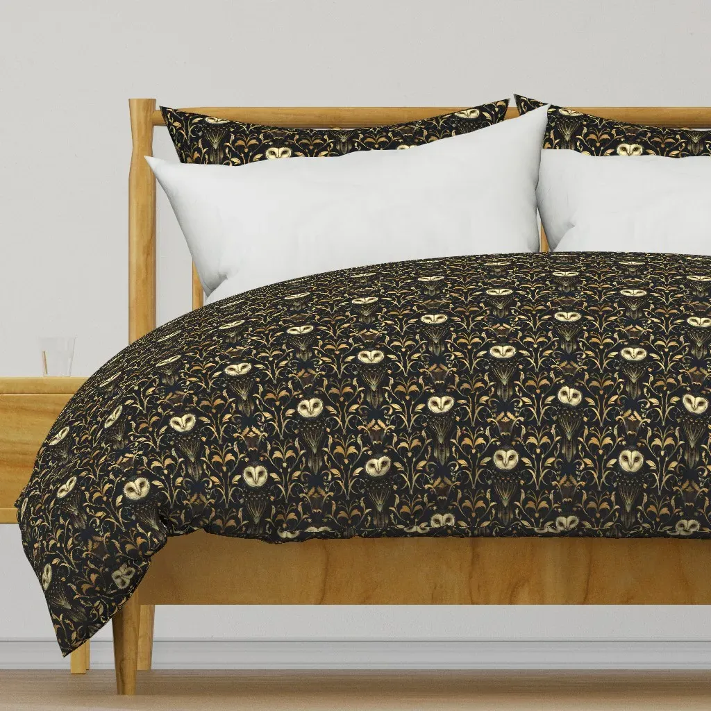 Golden Owl Art Deco Duvet Cover - Gold product