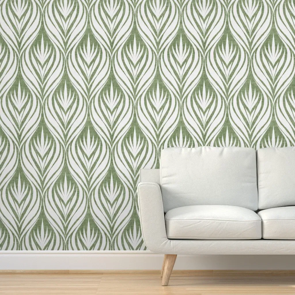 Golden Plume Peel and Stick Wallpaper - Sage Green product