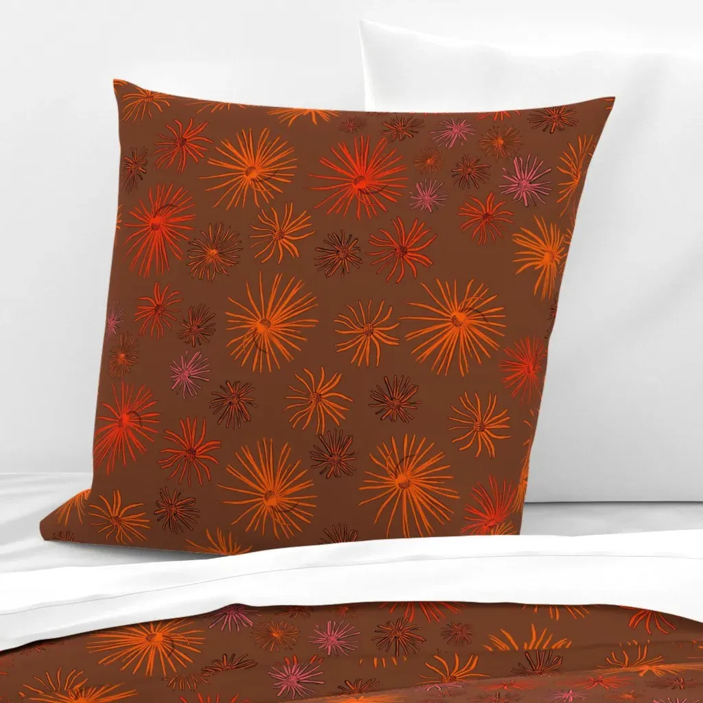 Golden Red Sprays On Cinnamon Euro Pillow Sham - Burnt Orange product