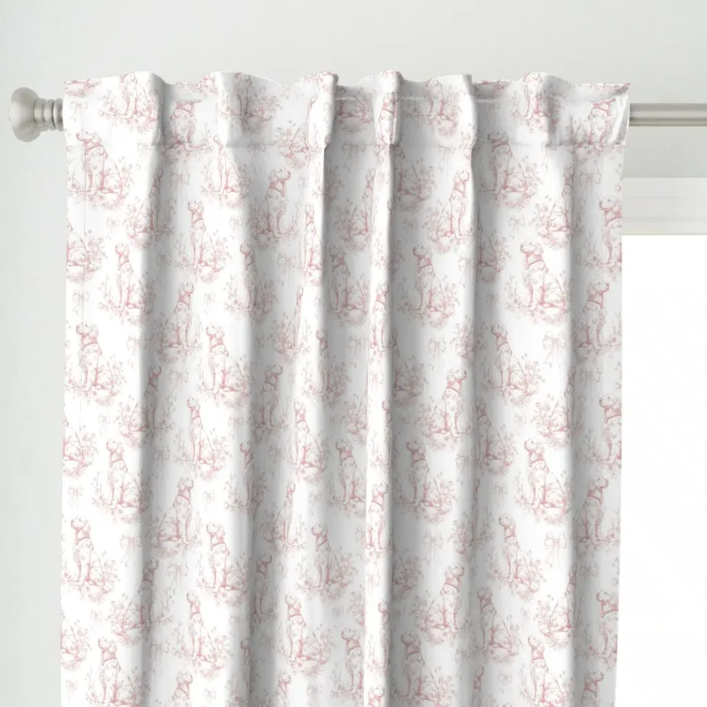 Golden Retriever Dog Curtain Panel - Blush Pink alternate view