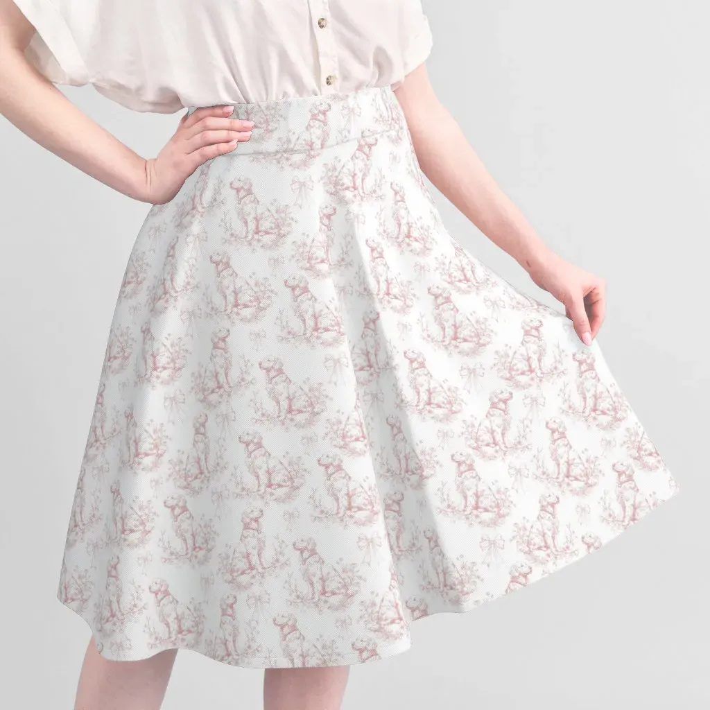 Golden Retriever Toile De Jouy Pique Fabric - Light Pink alternate view