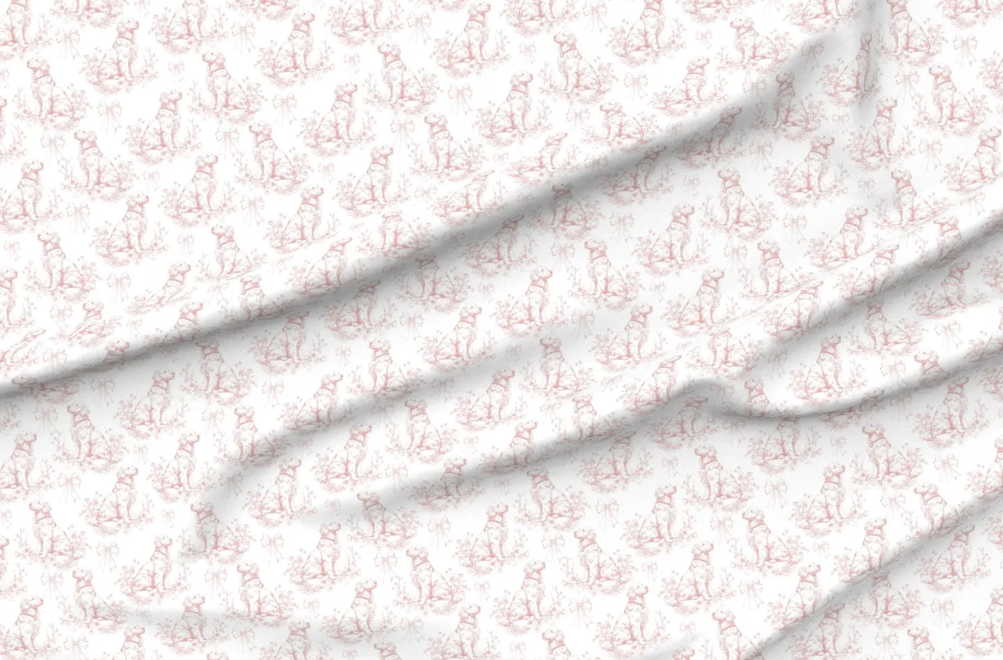 Golden Retriever Toile De Jouy Pique Fabric - Light Pink product