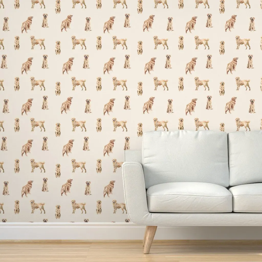 Golden Retrievers Peel and Stick Wallpaper - Light Gold product