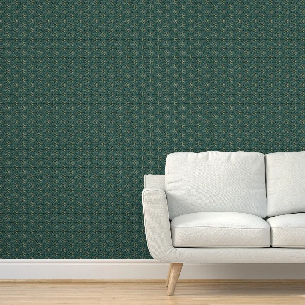 Golden Stars Peel and Stick Wallpaper - Teal product