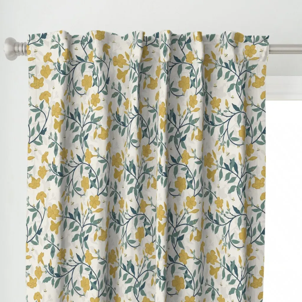 Golden Trumpet Vine Curtain Panel - Mustard Yellow alternate view