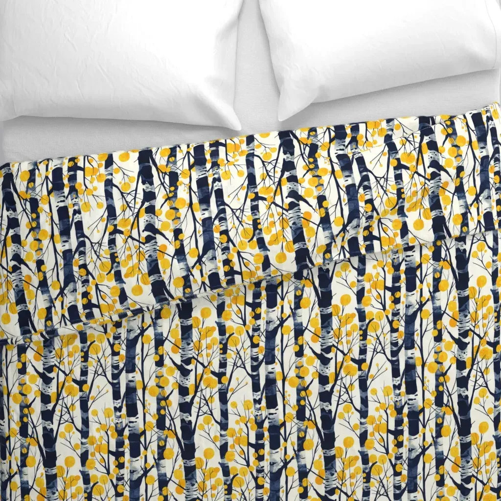 Golden Yellow Aspen Birch Duvet Cover - Yellow alternate view