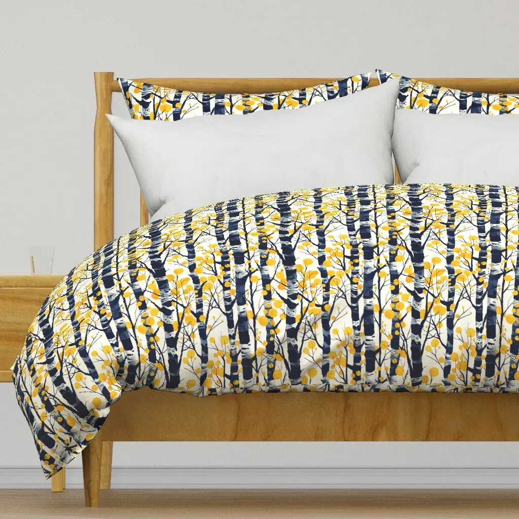 Golden Yellow Aspen Birch Duvet Cover - Yellow product