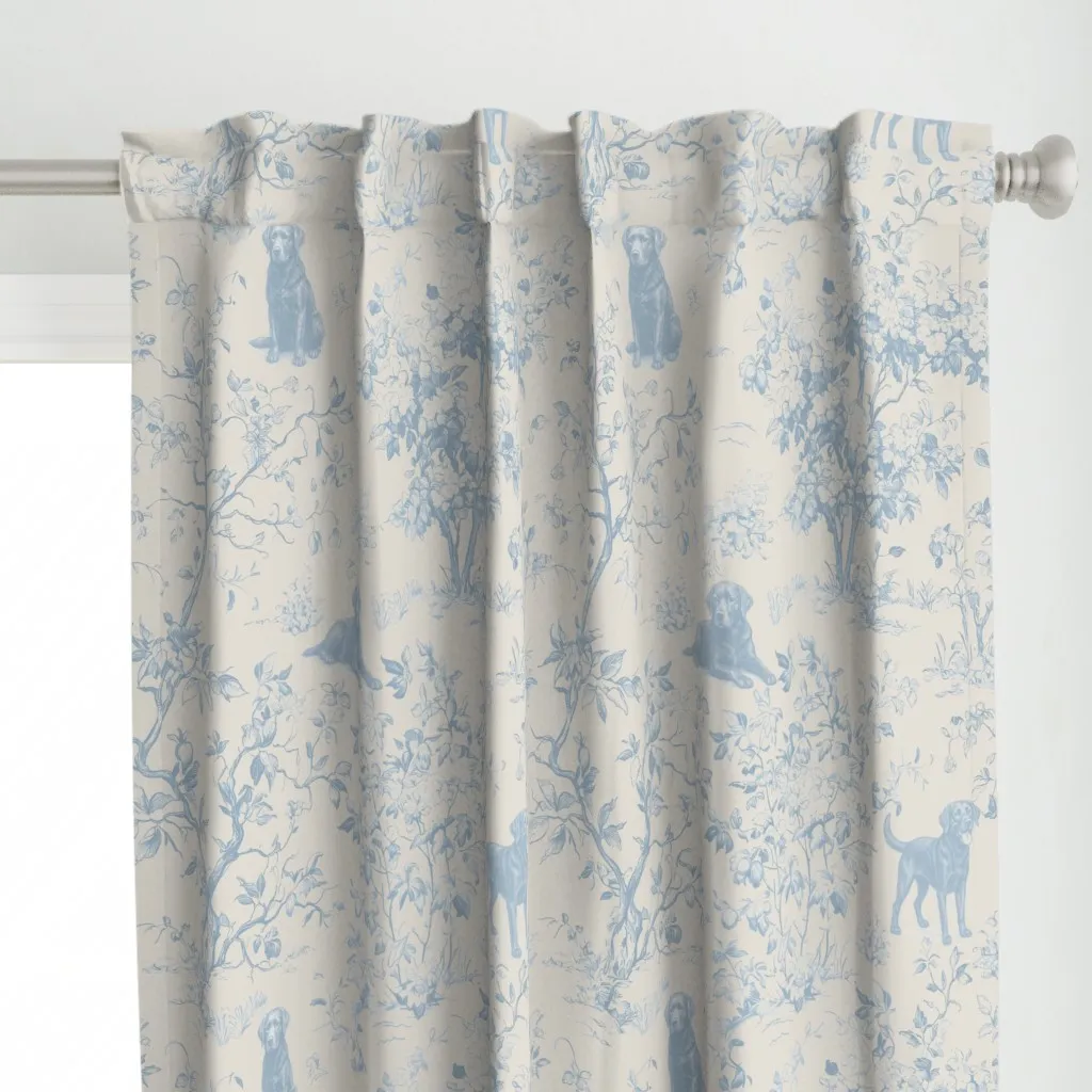 Goldendoodle Dog French Curtain Panel - Blue alternate view