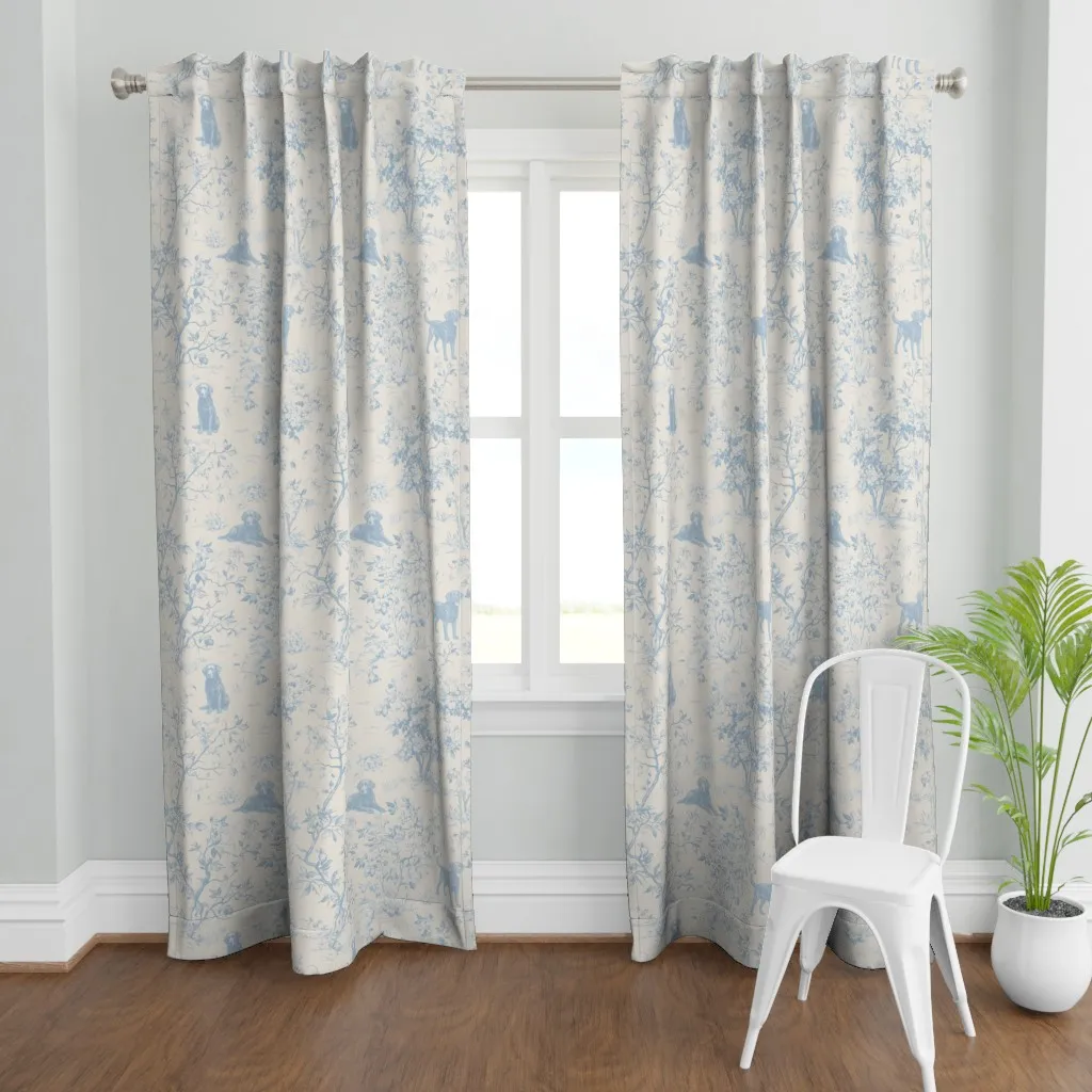 Goldendoodle Dog French Curtain Panel - Blue product