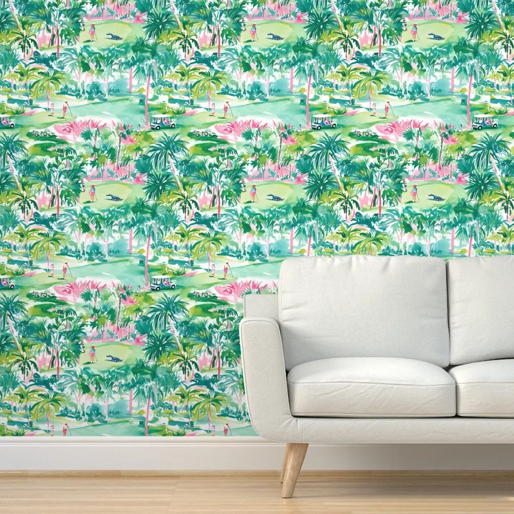 Golf And Gator Days Peel and Stick Wallpaper - Teal product