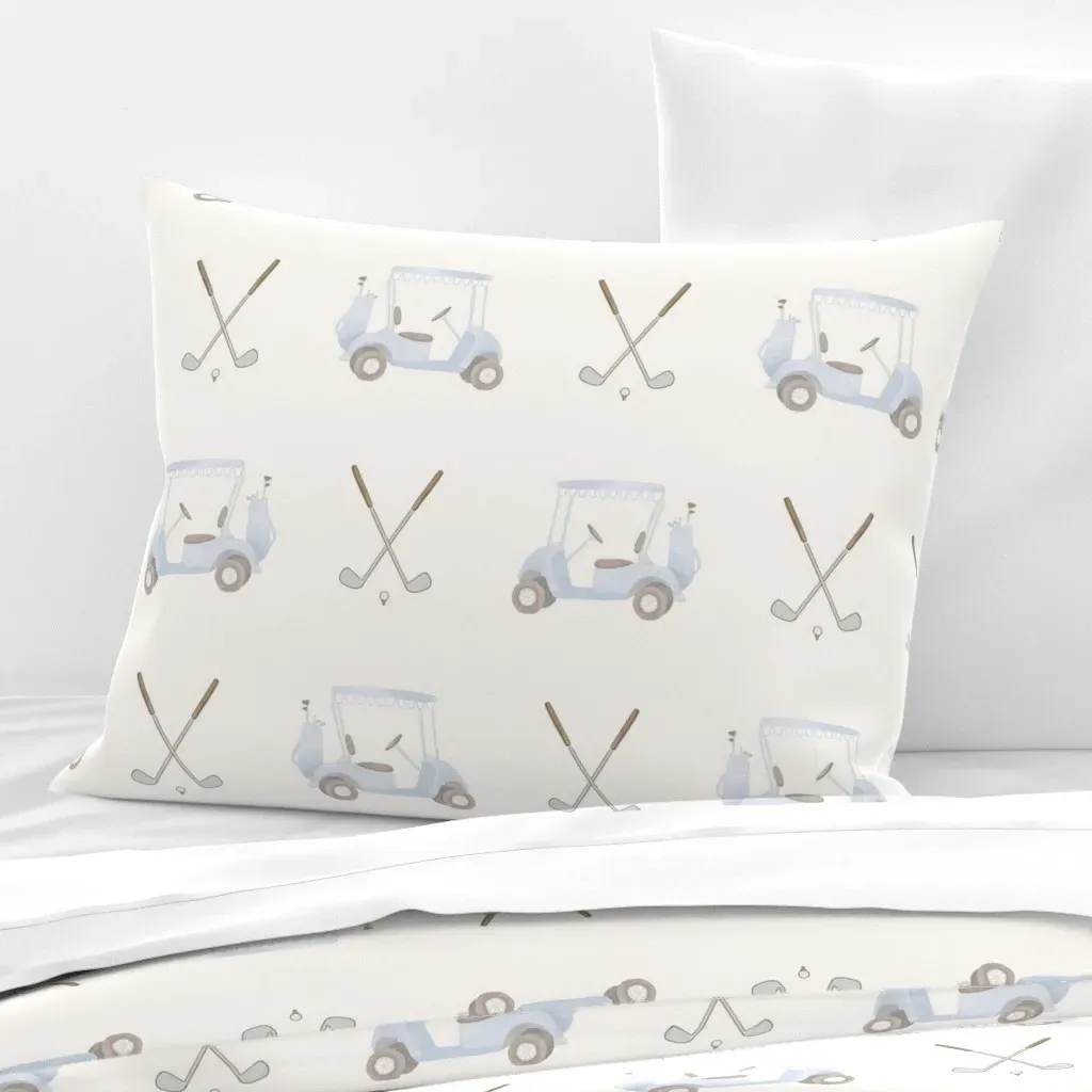 Golf Cart & Clubs Standard Knife Edge Cushion - Light Blue, Cotton product