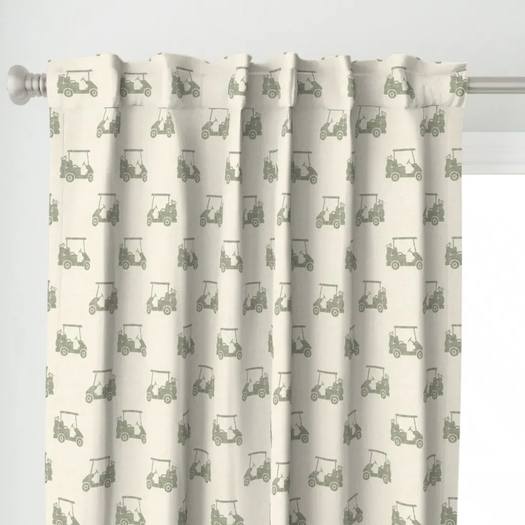 Golf Carts Med Scale Curtain Panel - Gray alternate view