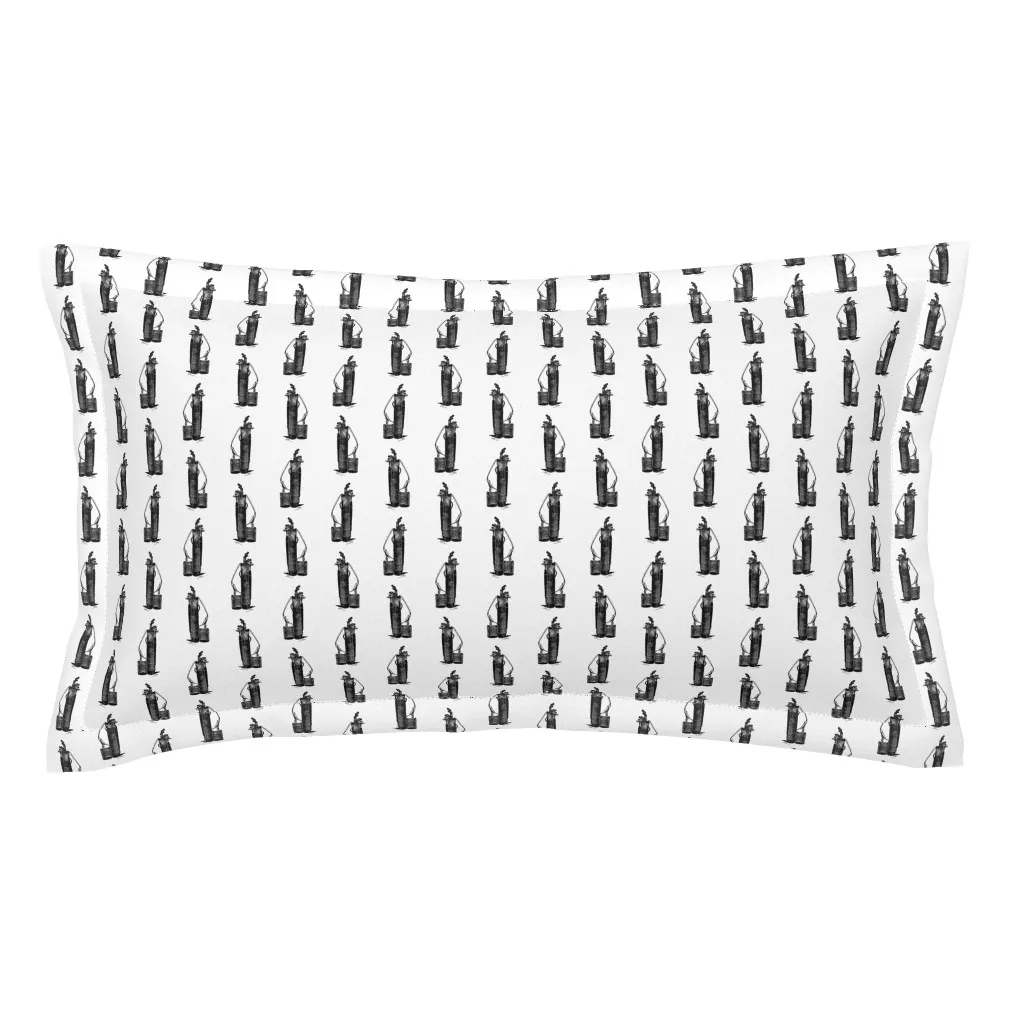 Golf Club Bags Vintage Golfing Pattern King Pillow Sham - Black product