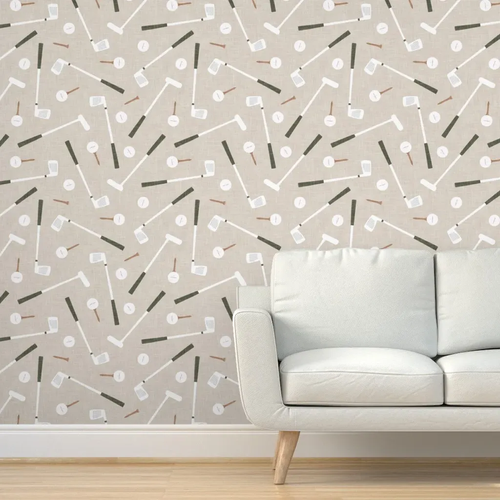 Golf Clubs Peel and Stick Wallpaper - Beige product