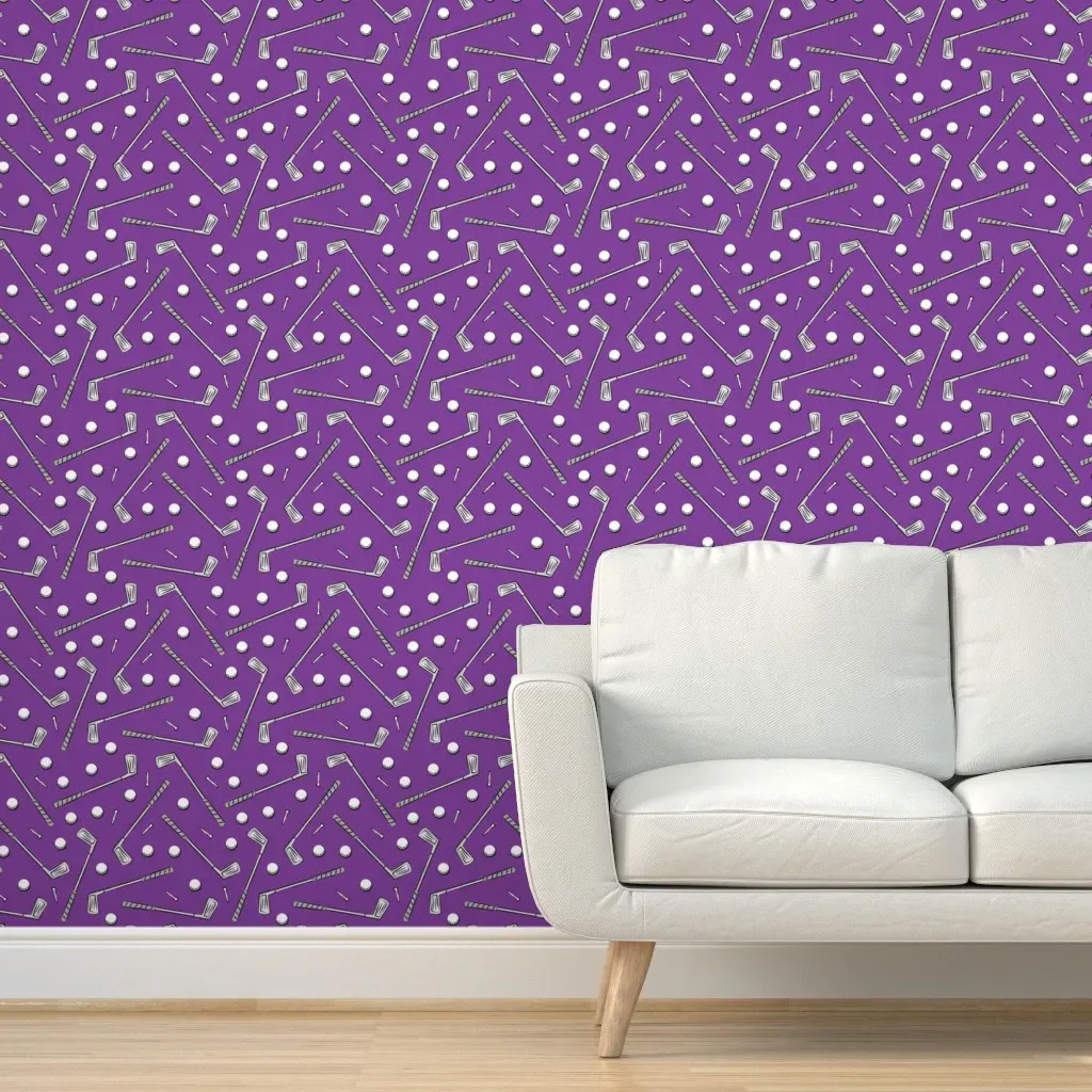 Golf Clubs Peel and Stick Wallpaper - Purple product