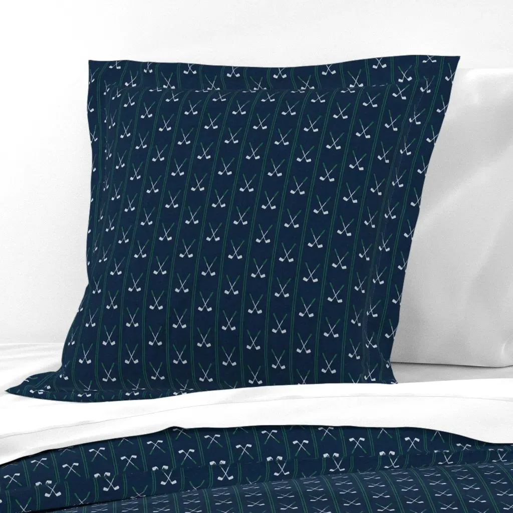 Golf Clubs Stripes Euro Pillow Sham - Navy Blue product