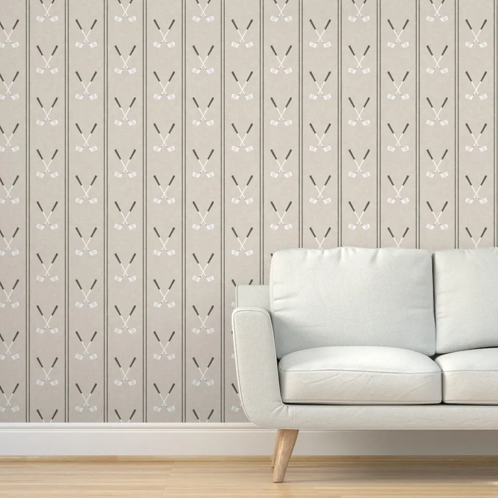 Golf Clubs Stripes Peel and Stick Wallpaper - Beige product