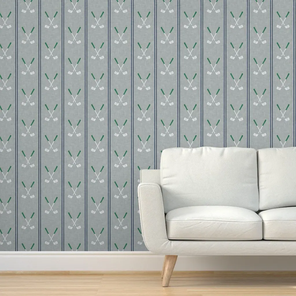 Golf Clubs Stripes Peel and Stick Wallpaper - Grey product