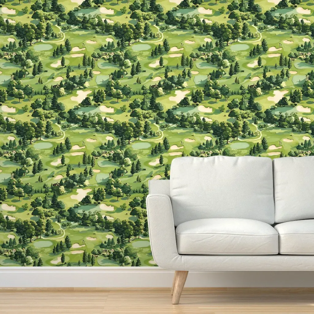 Golf Course Peel and Stick Wallpaper - Green product