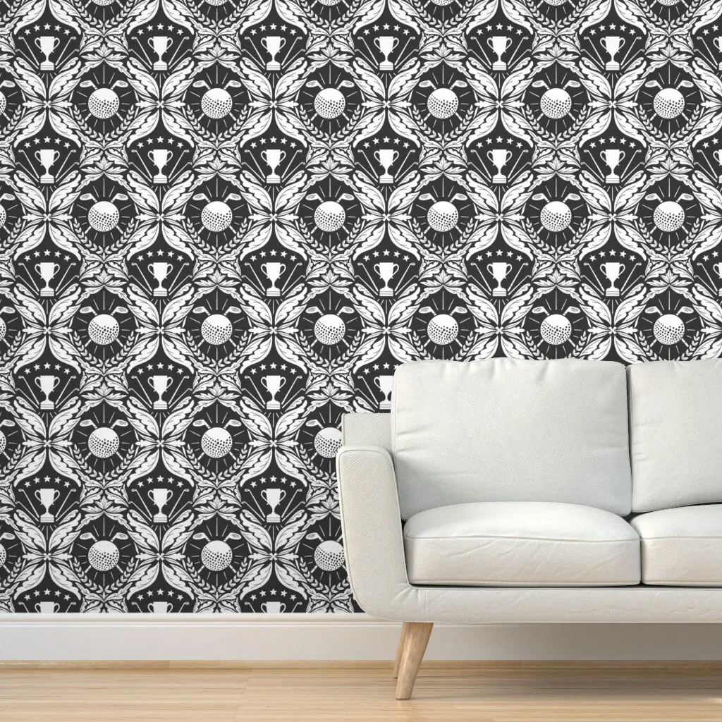 Golf Damask Peel and Stick Wallpaper - White product