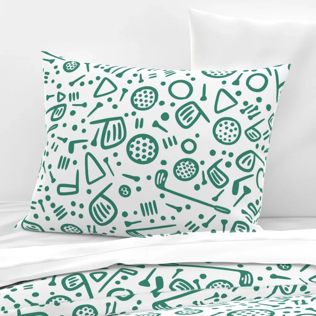 Golf Print Standard Knife Edge Pillow - Teal, Cotton Sateen product