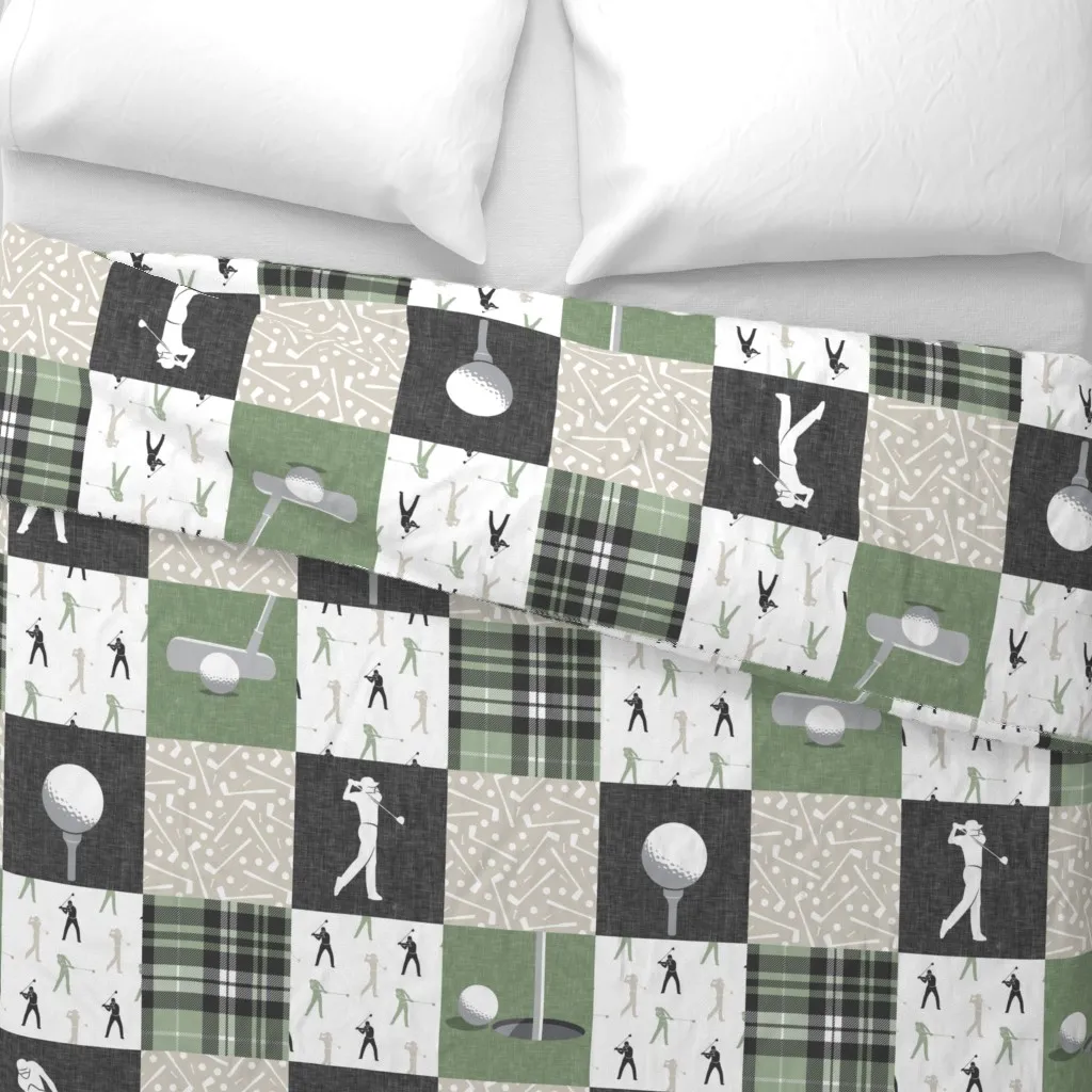 Golf Wholecloth Duvet Cover - Sage Gray alternate view