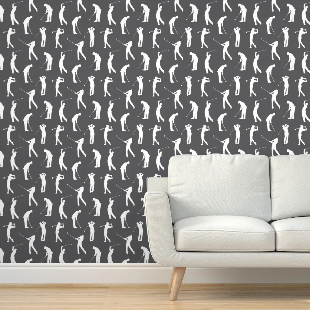 Golfers Peel and Stick Wallpaper - Charcoal Grey product