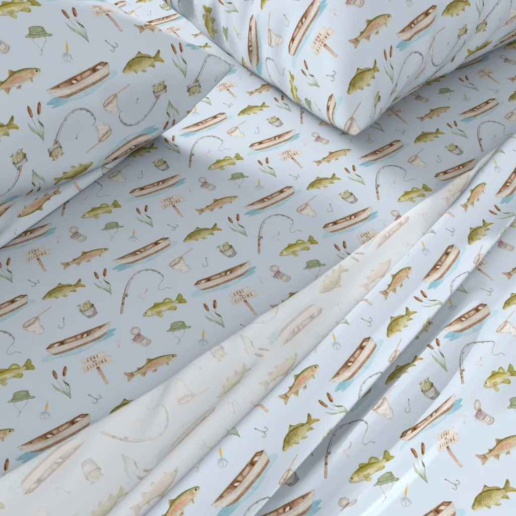 Gone Fishing Queen Sheet Set - Green alternate view