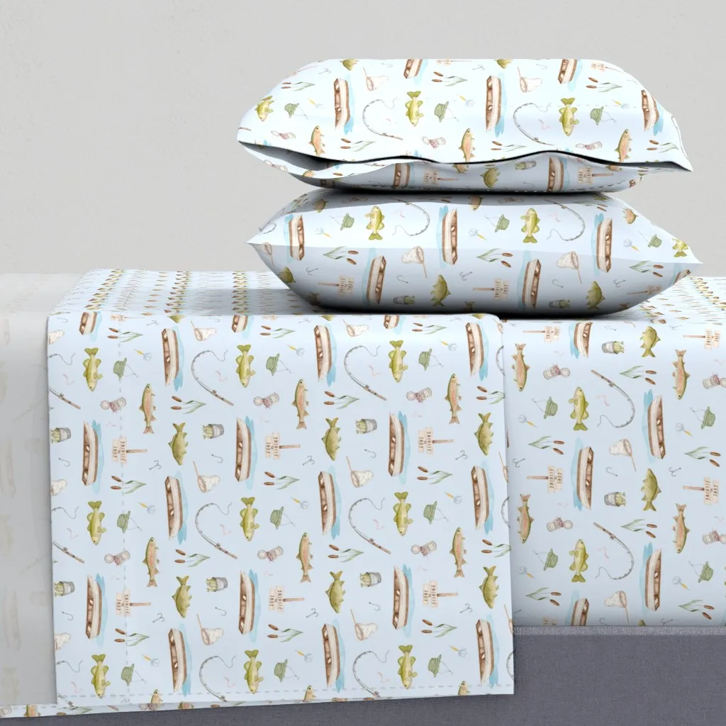 Gone Fishing Queen Sheet Set - Green product
