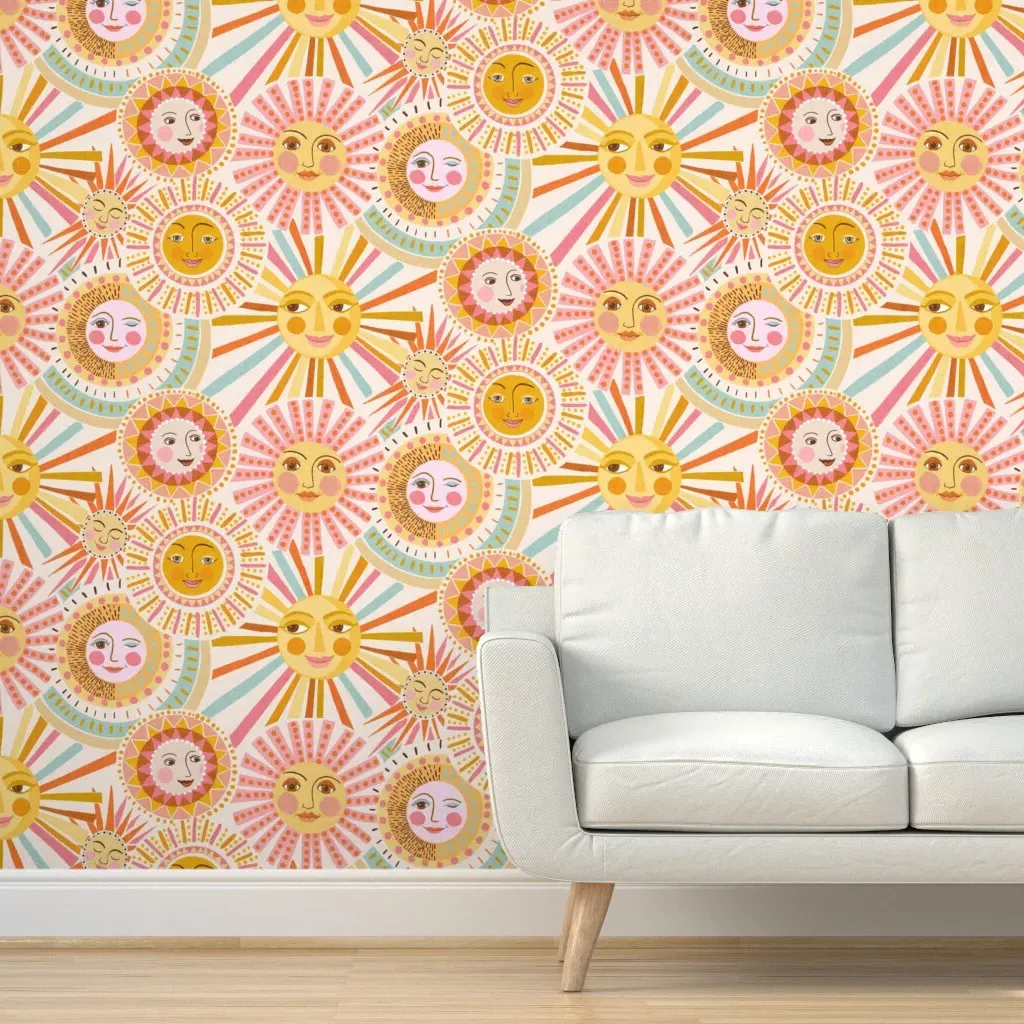 Good Morning Sunshine Sky Above Peel and Stick Wallpaper - Pink, Yellow product