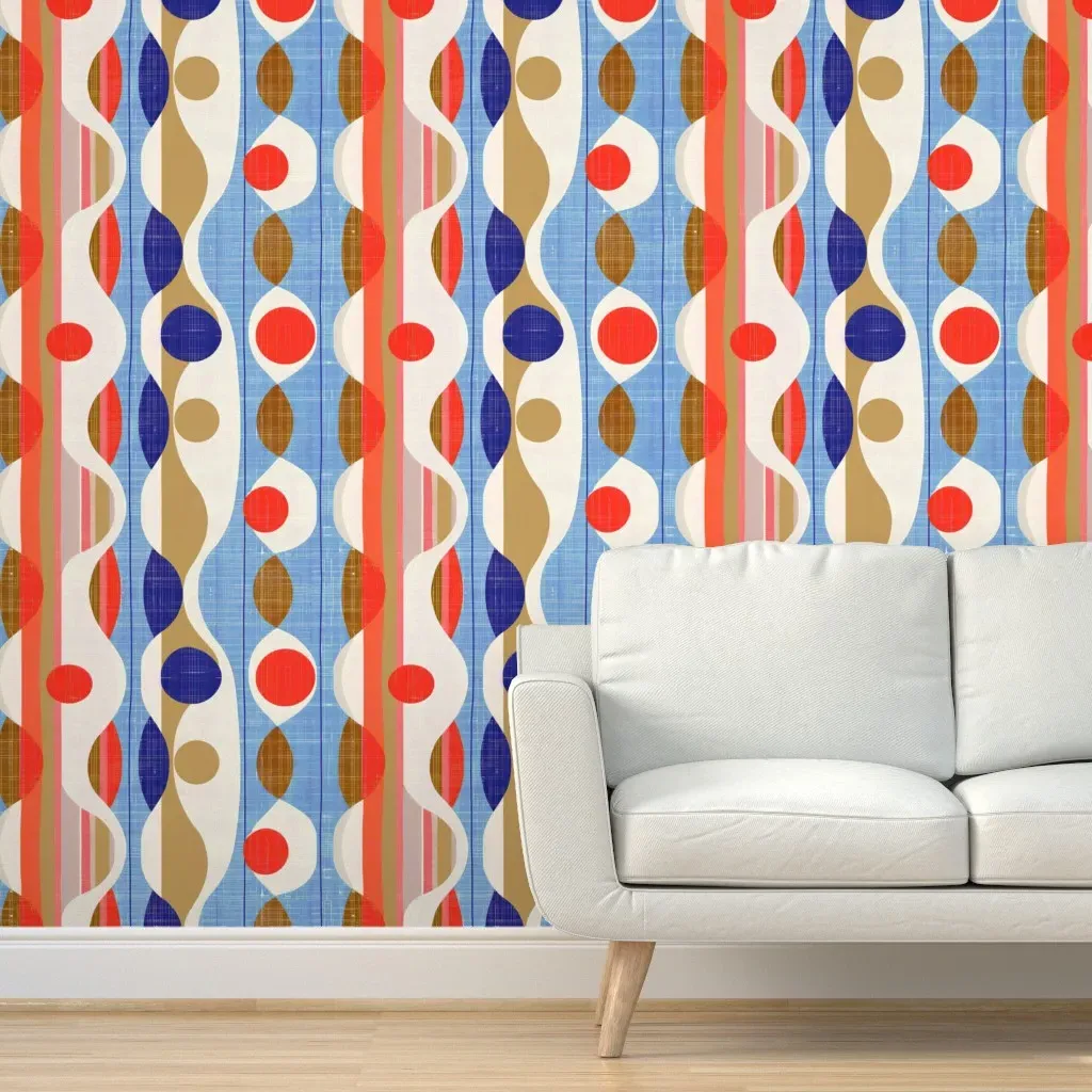 Googie Large Scale Peel and Stick Wallpaper - Blue product