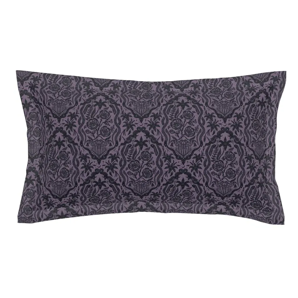Goth Garden Blooms Snakes King Pillow Sham - Dark Purple product