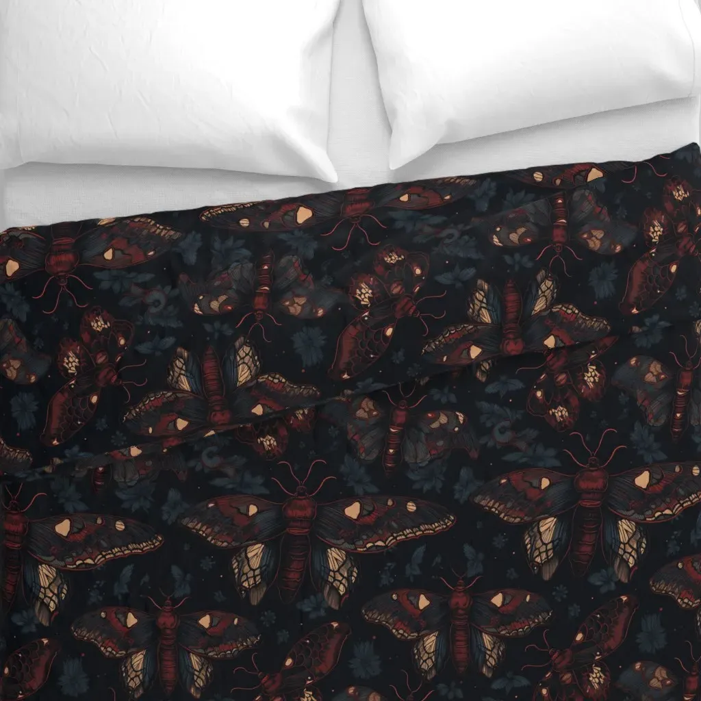 Gothic Academia Atlas Moth Duvet Cover - Burgundy alternate view