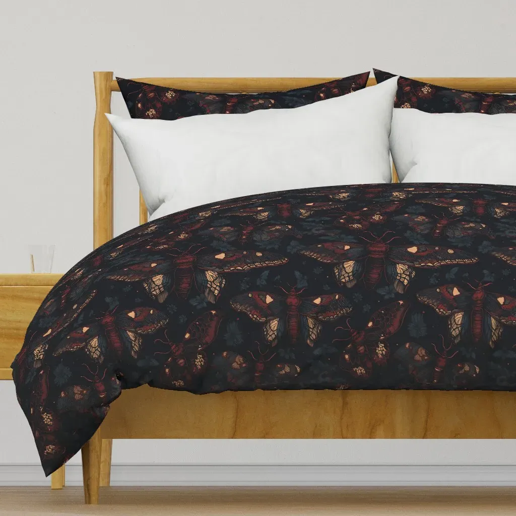 Gothic Academia Atlas Moth Duvet Cover - Burgundy product