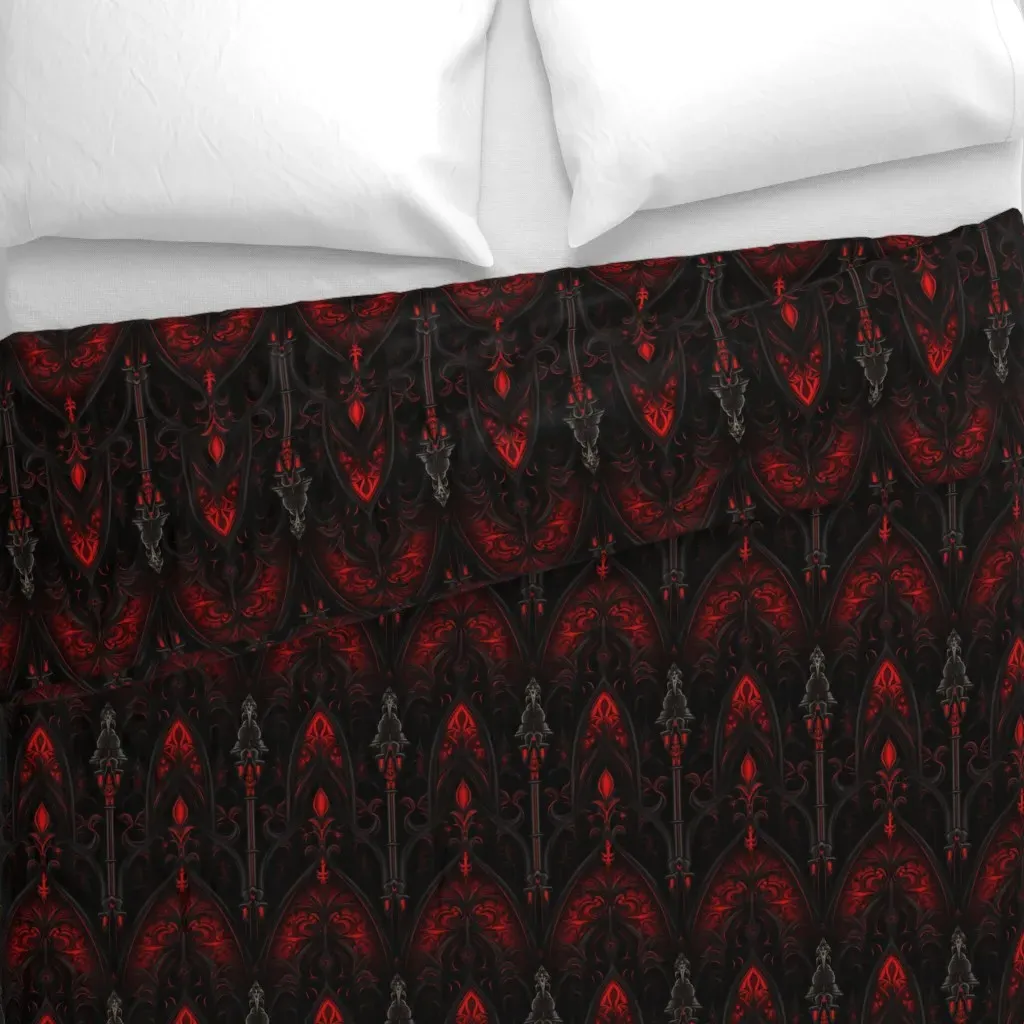 Gothic Art Deco Duvet Cover - Red alternate view