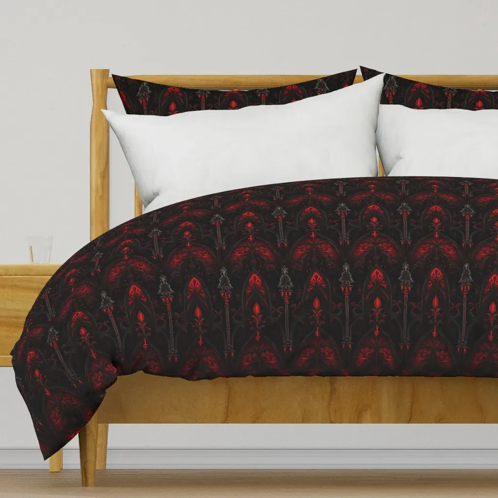 Gothic Art Deco Duvet Cover - Red product