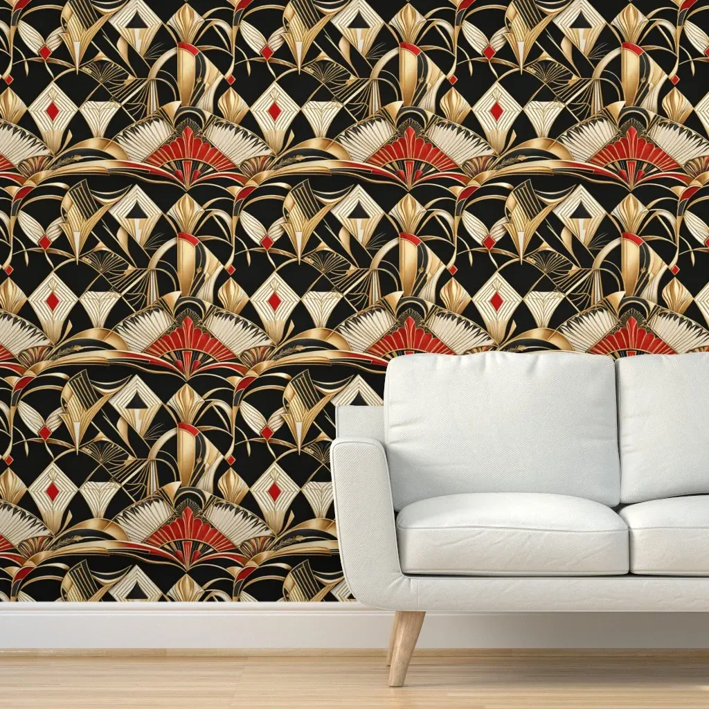 Gothic Art Deco Peel and Stick Wallpaper - Gold product