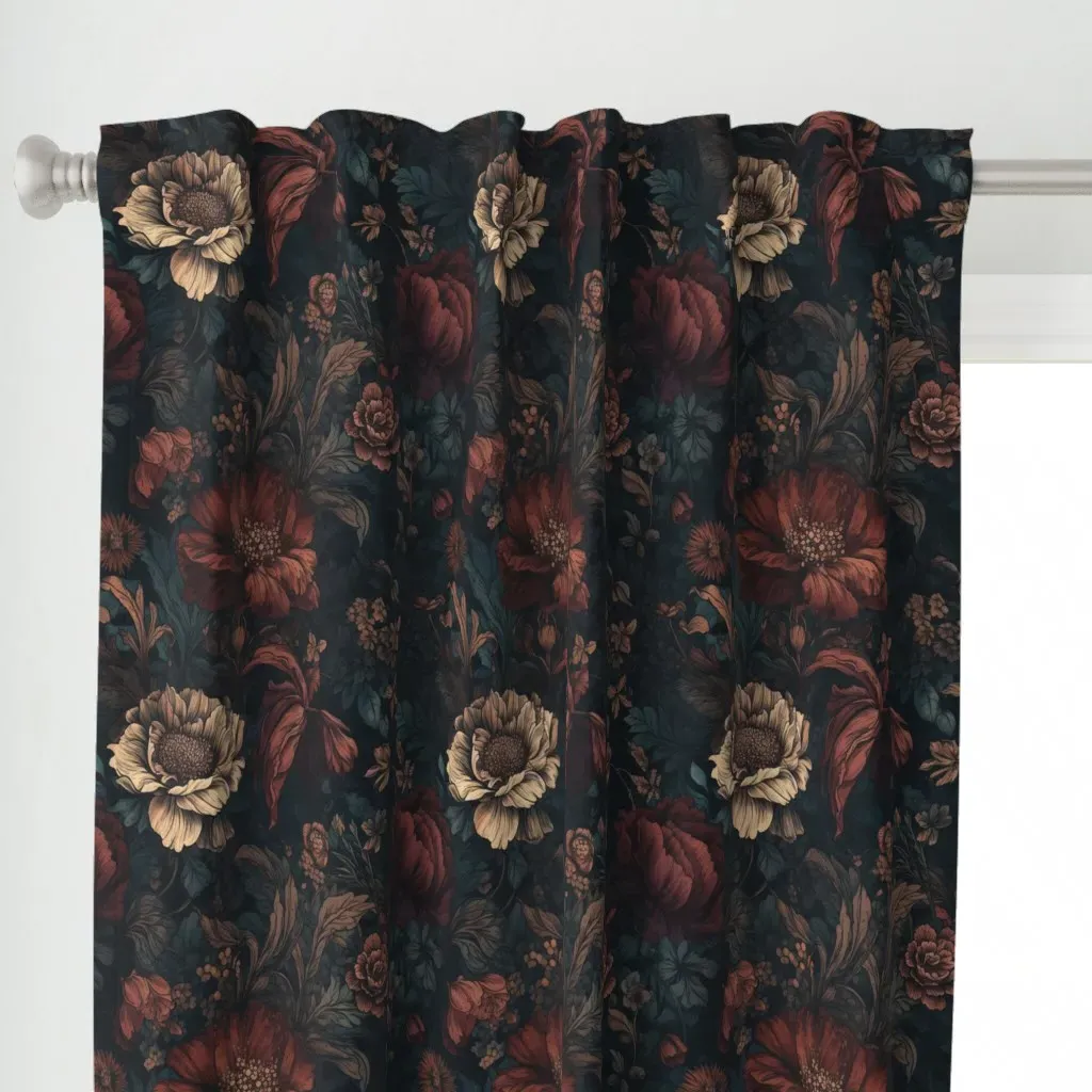Gothic Dark Academia Curtain Panel - Burgundy alternate view
