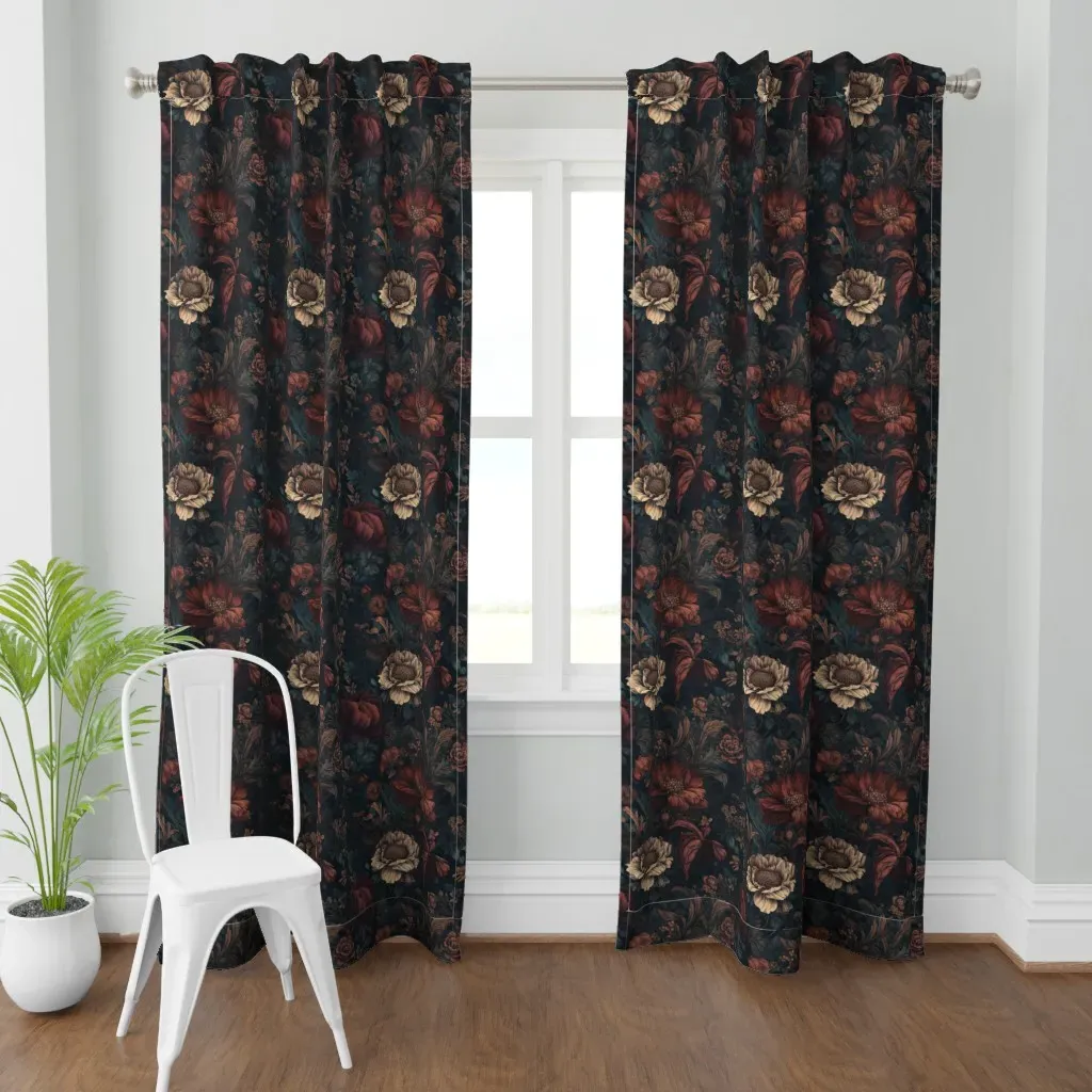 Gothic Dark Academia Curtain Panel - Burgundy product