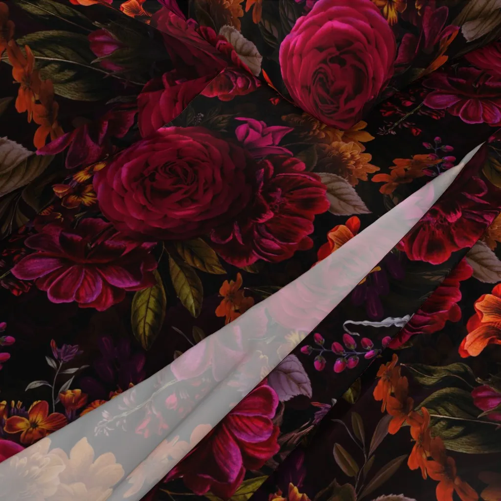 Gothic Dark Moody Florals Queen Sheet Set - Crimson Red alternate view