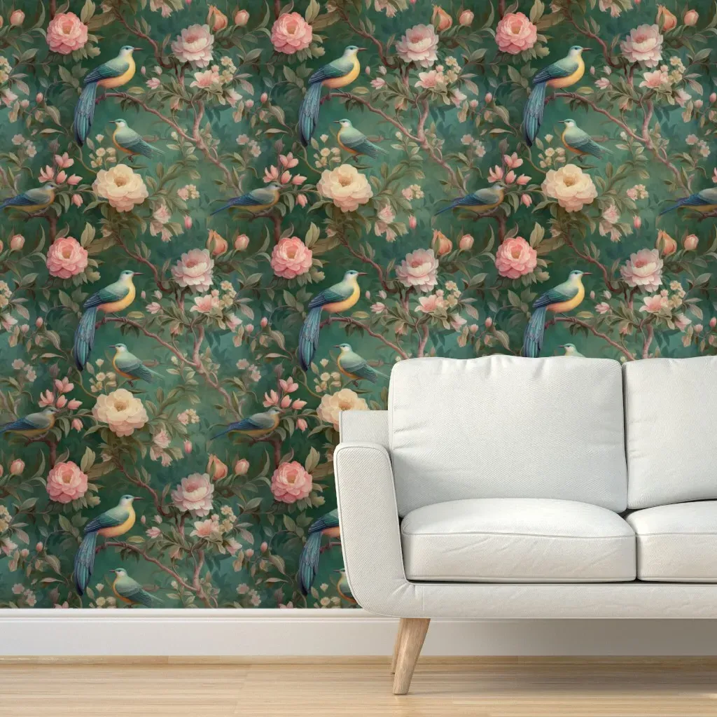 Gothic Floral Peel and Stick Wallpaper - Pink product