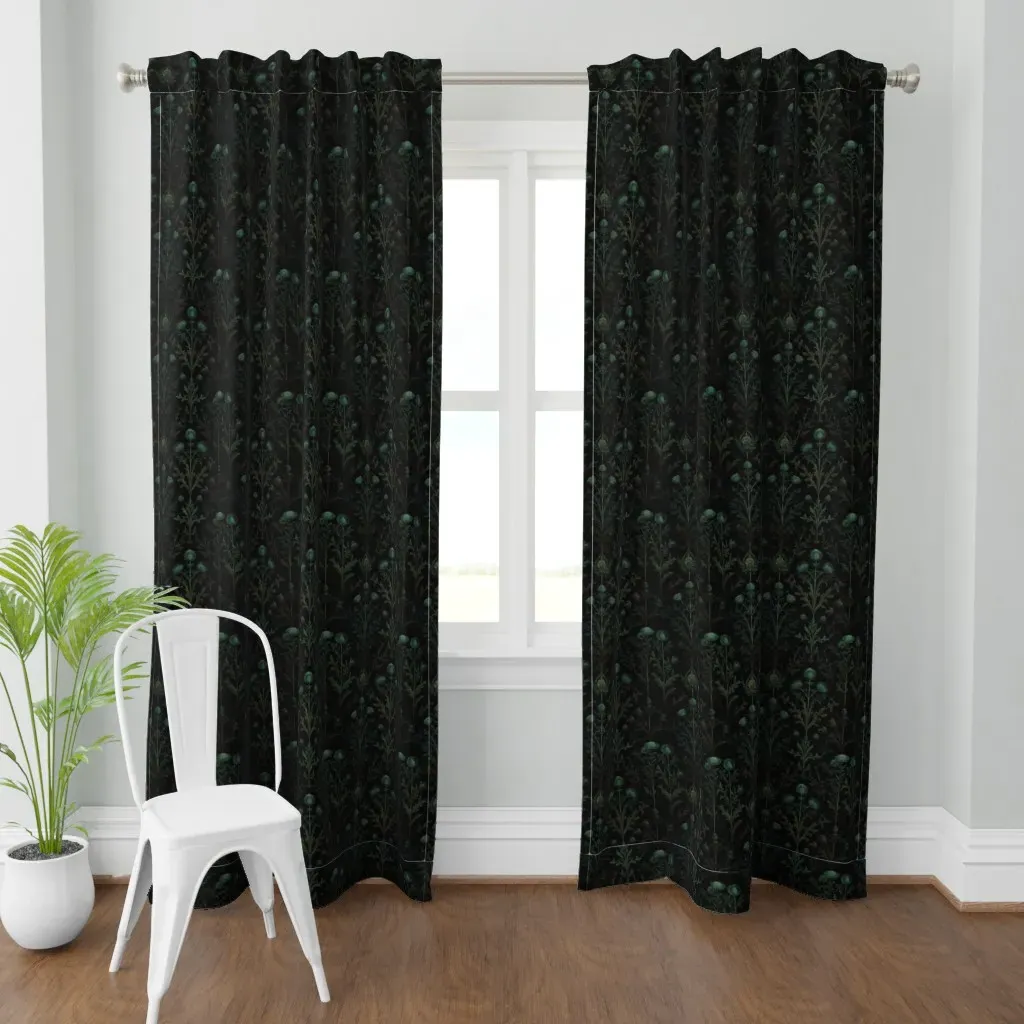 Gothic Green Thistles Curtain Panel - Green product