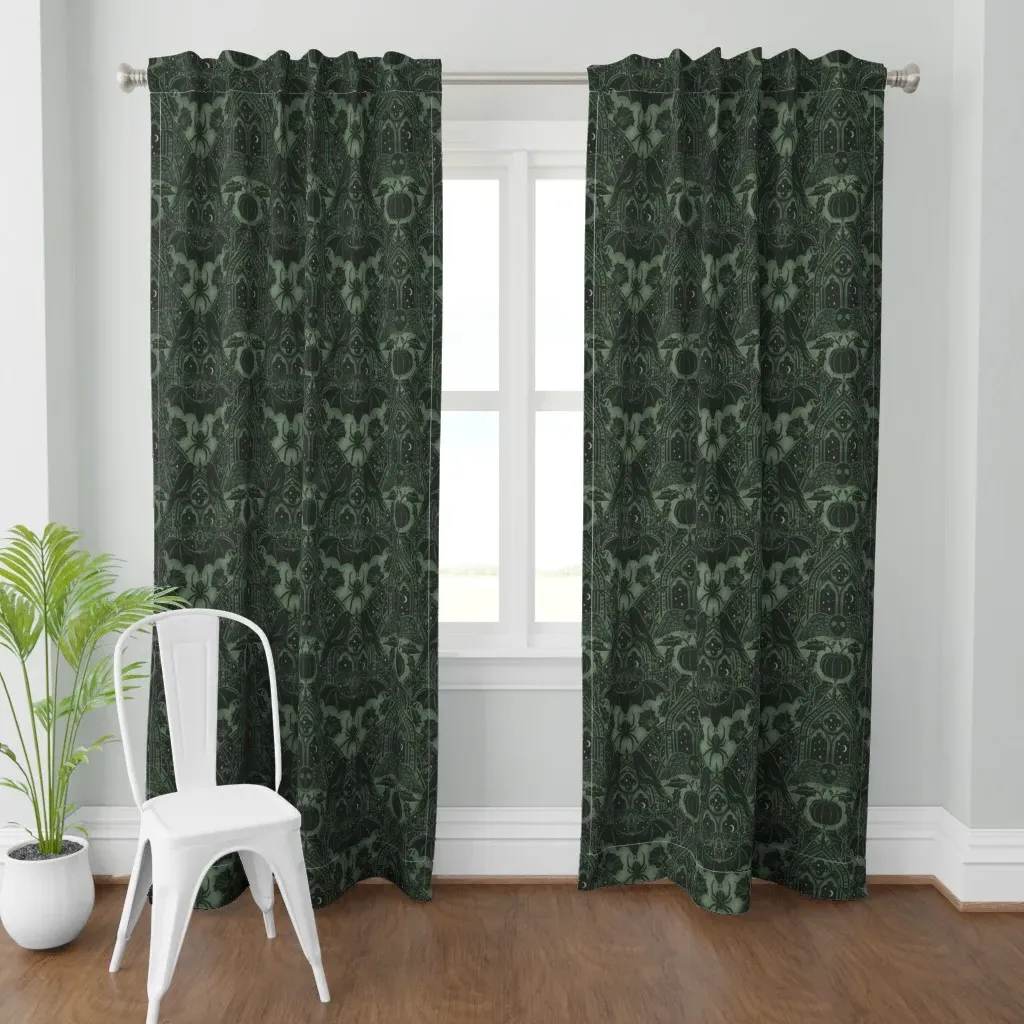 Gothic Halloween Large Curtain Panel - Dark Green product