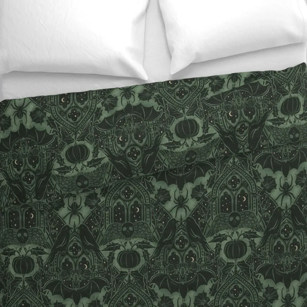 Gothic Halloween Large Duvet Cover - Dark Green alternate view